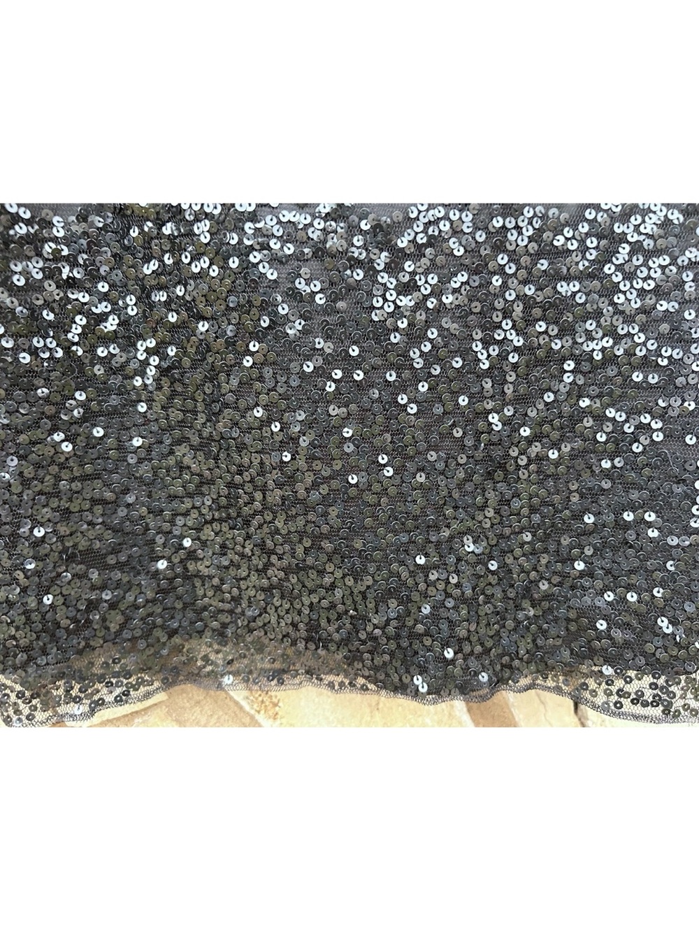 E.C.I. Black Sheer Mesh Overlay Short Skirt Medium Sequin Embellishments - Picture 2 of 5